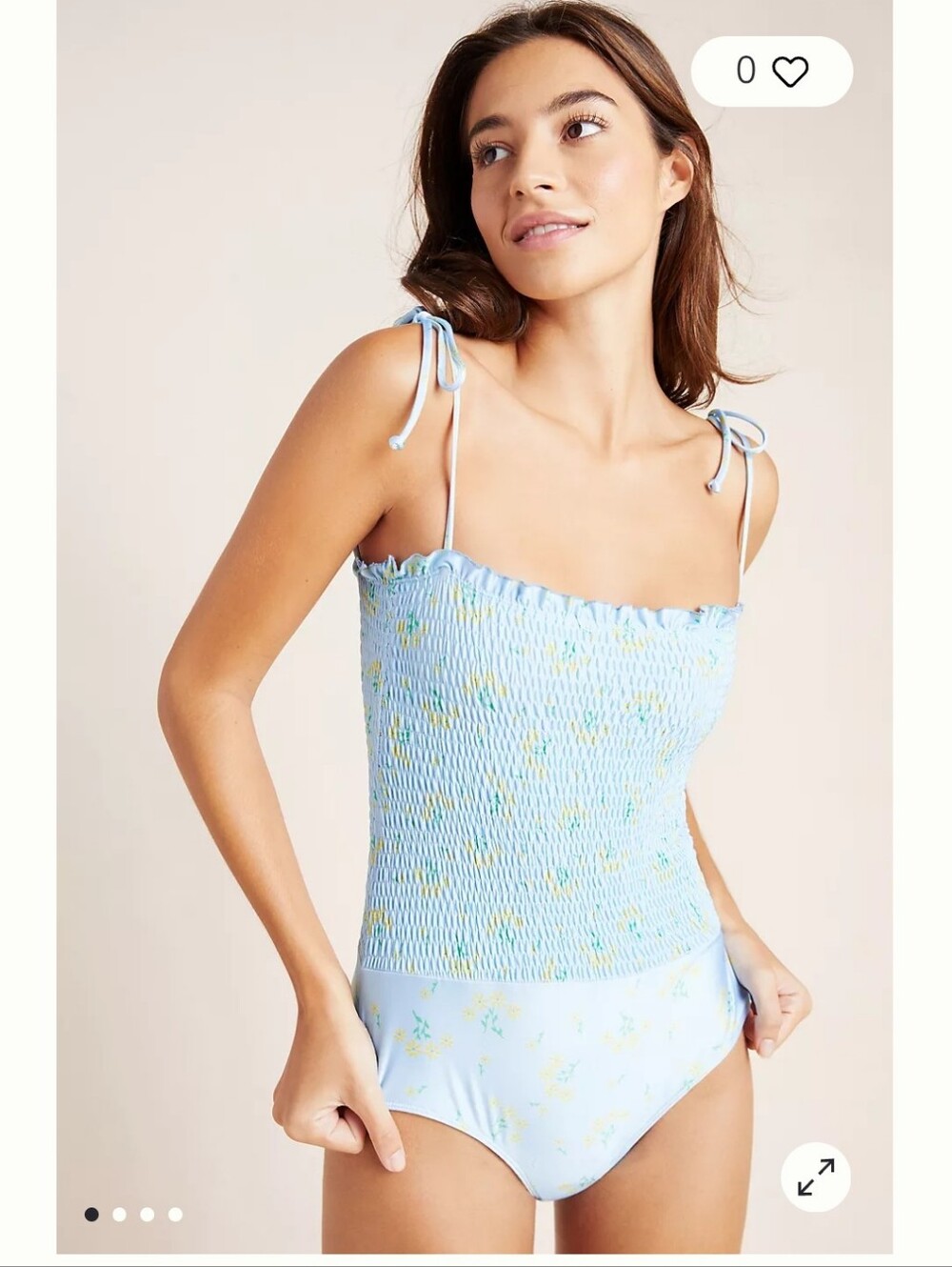 NWT Anthropologie Faithfull Floral Smocked One-Piece Swimsuit Size L